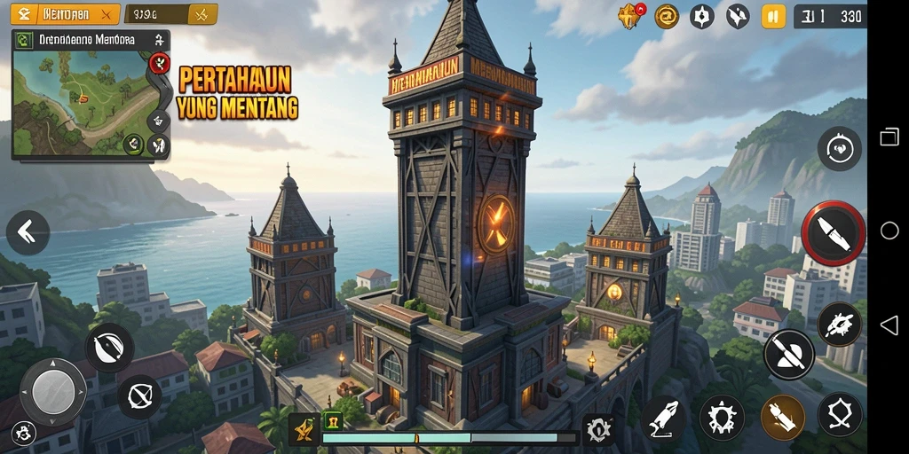 Screenshot utama 33L menampilkan gameplay pertahanan menara yang intens.