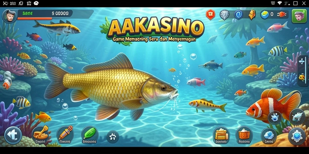 Tampilan gameplay AAKASINO yang menampilkan aksi memancing seru.