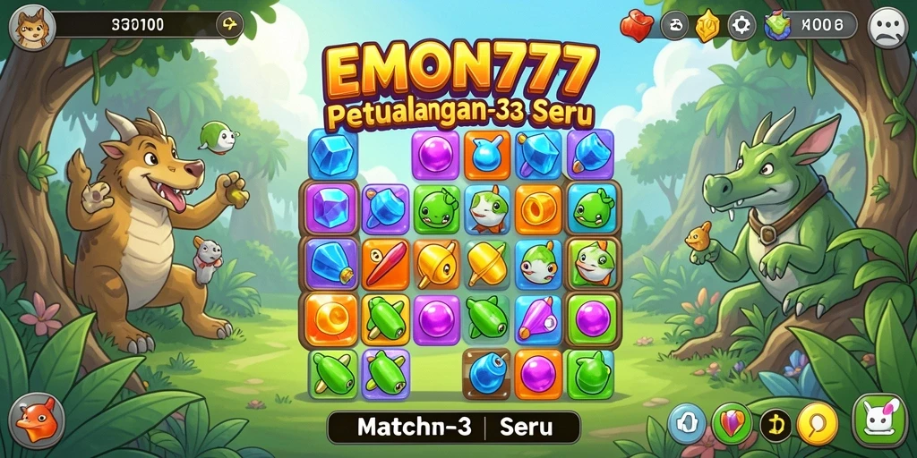 Tampilan gameplay seru pada EMON777 dengan variasi level menantang.