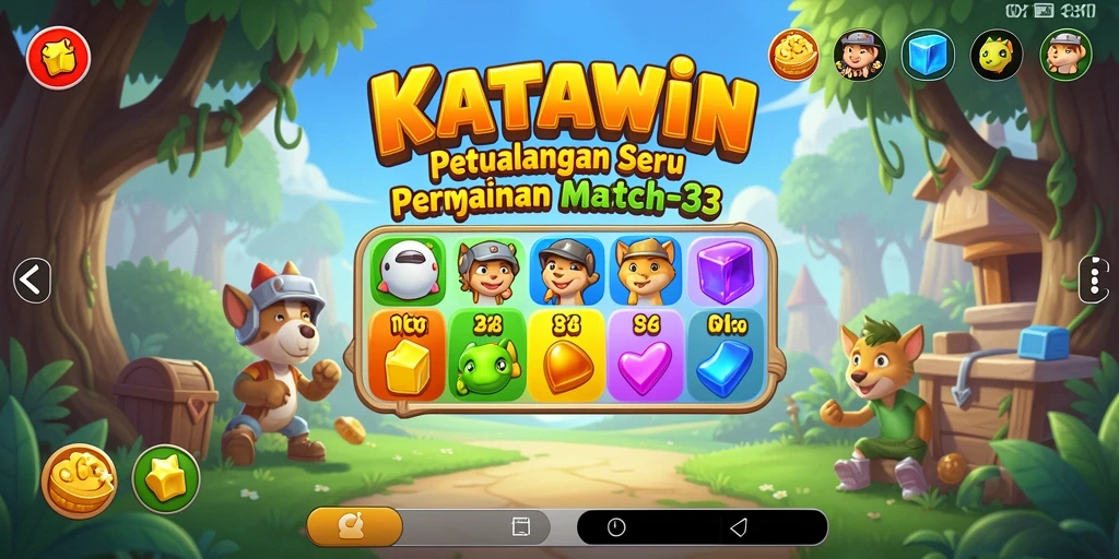 Tampilan gameplay seru KATAWIN yang penuh warna.