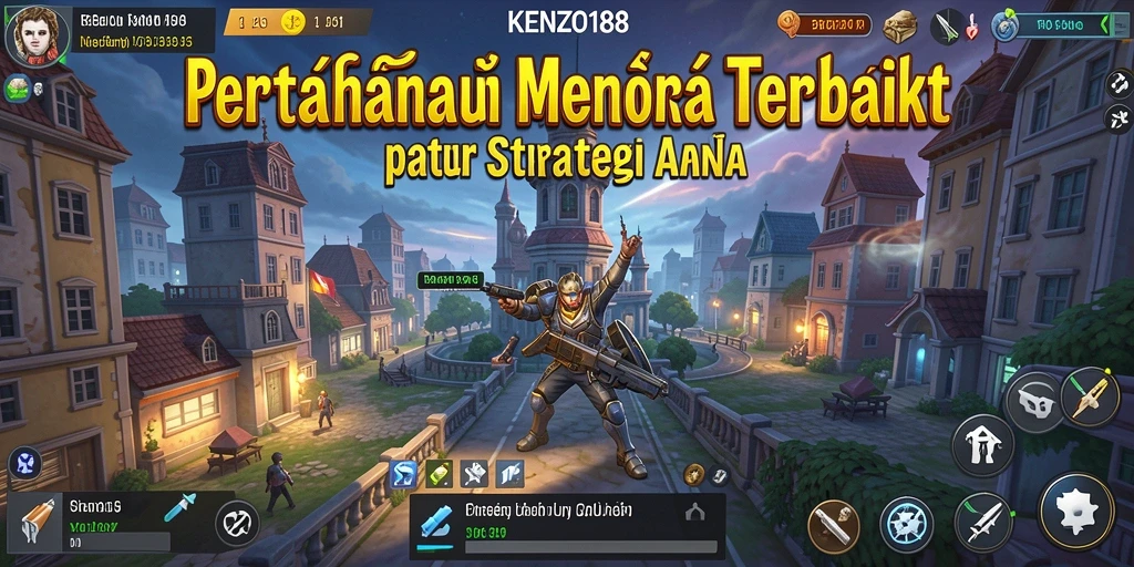 Screenshot gameplay KENZO188 yang menunjukkan pertahanan menara yang dinamis.