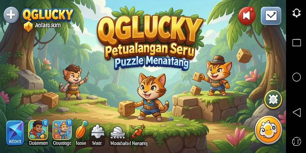 Tangkapan layar dari gameplay menantang di QGLUCKY.