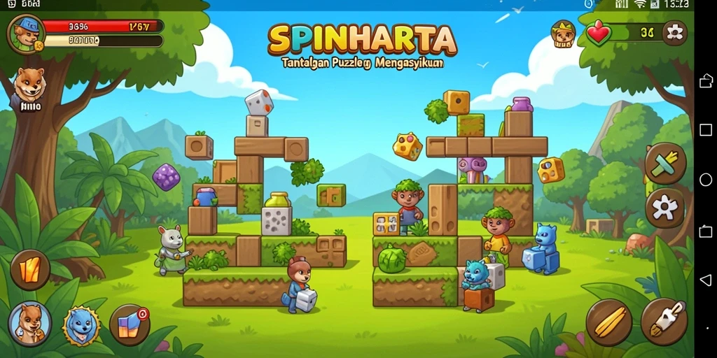 Tampilan gameplay SPINHARTA yang menantang dan mendebarkan.