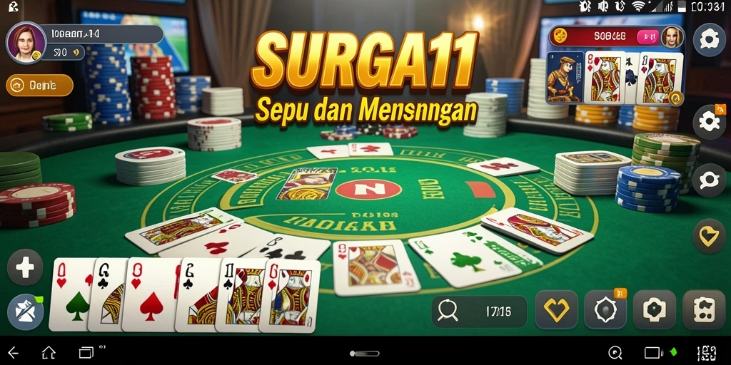 Screenshot gameplay SURGA11 menampilkan keseruan bermain Gaple bersama teman.